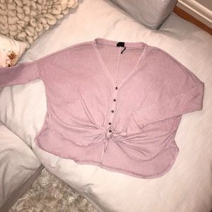 UO Oversized Jojo Thermal Button Tie Top